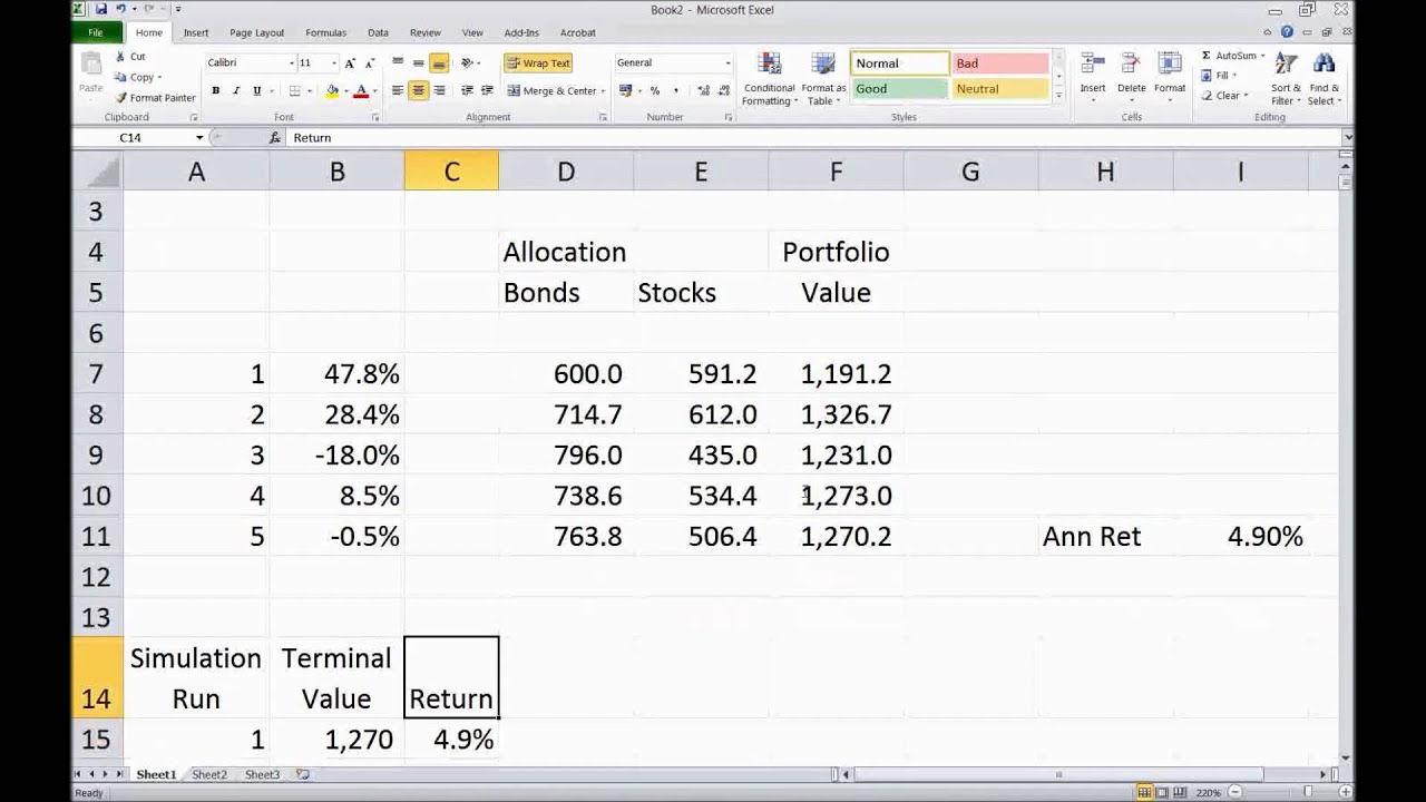 Monte Carlo In Excel - Youtube